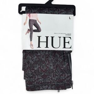 Hue Ankle Zip Brocade Loafer Skimmer Leggings Womens L Beet Red NWT